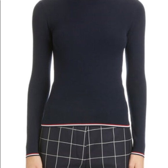$850 Thom browne ribbed wool blend sweater with Web trim size 36 - Picture 2 of 9